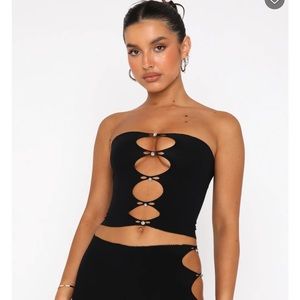 White Fox Triggered Crop Top in Black